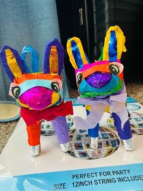 Colorful Mini Piñata Pair - Rainbow Fiesta Decor